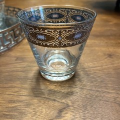 Set Of 4 Culver Sorrento Highball glasses , Silver Filigree W/ Turquoise