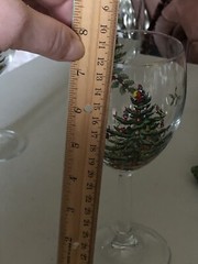 4 SPODE CHRISTMAS TREE WINE STEM GLASSES GOLD TRIM 10 FL OZ 7-1/4″