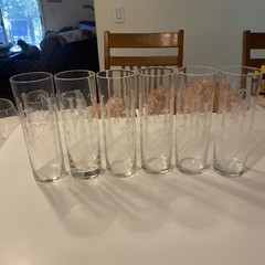 6 Vintage Noritake Sasaki Bamboo Tiki Etched Tom Collins Glasses 7” Tall