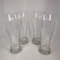 Libbey Chivalry Pilsner Glasses Hexagonal Shape Textured Panels – Set of 4
