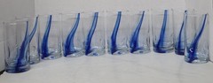 10 Pc Set LIBBEY Blue Ribbon Impressions Swirl Dimpled Drinking Glasses 16 oz.