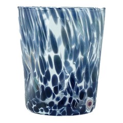 Murano Glass Drinking Art Glass Tumbler Blue Hand Made Orange Millefiori