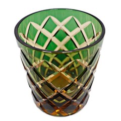 Hand Cut To Clear Whiskey Glasses Edo Kiriko Crystal Glass Tumbler Green 9oz
