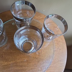 LOT 4 Band Platinum DOF Old Fashioned Glass Monogram Letter B Dorothy Thorpe