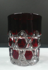 Block, Ruby Stain, Flat Tumbler, Various Makers, c 1880’s, USA, EAPG, VgCd
