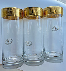 J Preziosi Lavorato A Mano Gold Etched Made In Italy Tall Glasses (3) 1980’s