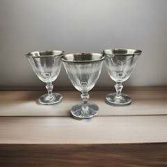 3 Vtg Glastonbury Lotus Colonial 92 Champagne/Tall Sherbet Glasses Platinum Trim