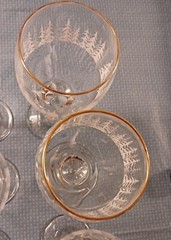 Set of 9 Vintage Libbey Arby’s Frosted White Pines Wine Goblets 7″ 9 oz.
