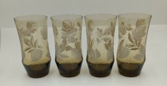 Vintage Libbey 12 Oz. Glass Tumblers Raised Leaves Pattern Set Of 4