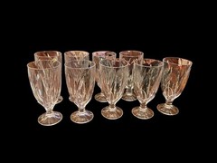Noritake Breeze Crystal Goblets Set of 9 Spiral Optic Footed Water Glasses