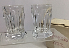 Rare 2 Fostoria Virginia Pattern 2 Oz Whiskey Shot Glasses Original Box