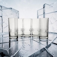 VTG Durobor Alaskan Highball Tumblers Set of 5 6.25″ Belgian Pressed Glass