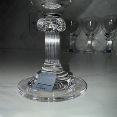 MIKASA CLEAR PARTHENON 7 OZ WINE 6″ GLASSES GOBLETS IONIC COLUMN STEM Set Of 7
