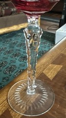 Set Of 2 Bohemian Cranberry Cut to Clear 8 1/4″ Wine Hock Goblets
