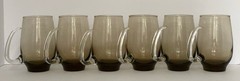 Vintage Libbey Tempo Tawny Smoke Brown Mugs Set 7 Clear Handl