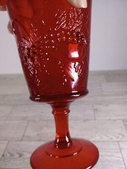Vtg L.G. WRIGHT GLASS «STRAWBERRY & CURRANT RUBY» RED WATER GOBLET 6-1/2″
