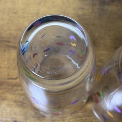 Lot of 2 Highball Drinking Glass Tumbler Pampered Chef Mixed Polka Dots 6″ 17oz