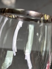 Johann Haviland Clear Crystal Wedding Ring 7.9oz Wine Stem w/ Platinum Trim VGUC