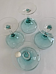 Sasaki Harmony Aqua Coupe Glasses Set of 4 Vintage Cocktail Champagne or Sherbet