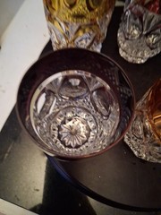 Vintage Set Of 6 Hofbauer Crystal Harlequin Long Drink Highballs Glasses. Nice