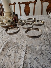 Lot 6 TIFFIN Franciscan 5 1/2″ Crystal Iced Tea Tumblers Athens Diana Platinum