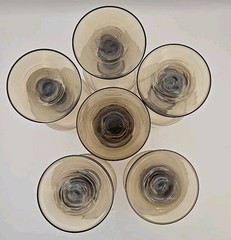 Vtg 6 LIBBEY Tawny Accent Smoky Brown Wine Glasses Goblets 1970s Set 5.25”T 6oz