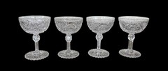 4) Fine Antique Champagne Glasses American Brilliant Period Cut Glass Straus??