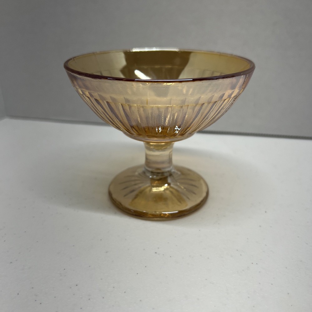 Vintage – Depression Glass Carnival Marigold Champagne Coupe Dessert Glassware