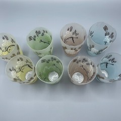 Vintage 1960s Set of 8 Libby Dogwood Frosted Glasses Painted Tumblers 5.5″ Tall