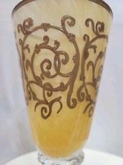 Arte Italica AI23 Yellow Alabaster 24K Gold Encrusted Goblets Italy Set of 3