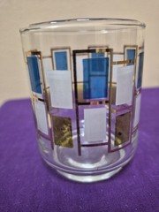 Vtg. MCM Libbey Nordic Glasses Blue Green White Gold Trim – Set of 4