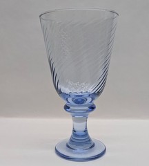 Libbey Blue Swirl Optic Water Goblet 7″ Vintage Barware Glass Elegant