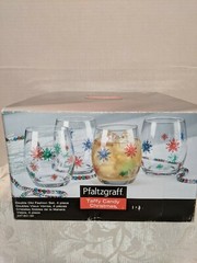 *NEW* Pfaltzgraff Taffy Candy Christmas Double Old Fashion Glasses Set of 4