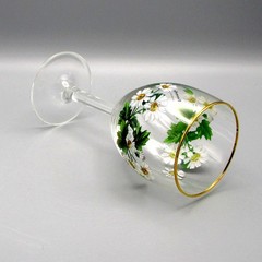Royal Worcester WORCESTER HERBS Feverfew Wine Glass Botanical Florals Gold Trim