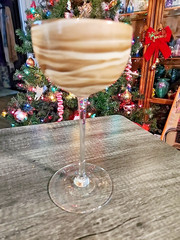 STEVEN MASLACH 7.5″ EARTH STUDIO ART GLASS WINE GLASS/ GOBLET Signed 1976