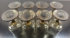 8 Libbey Tawny Accent Wine Glass Set Vintage Smoke Brown Retro Bar Stemware Lot