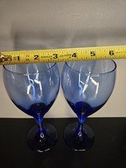 Vintage Libbey Teardrop Pair of (2) Wine/Water Glasses 7.5″ Cobalt Blue Fade