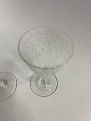 3 Vintage ARCADIA Crystal Glass Brandy / Liquor Stemware ETCHED FLORAL Czech
