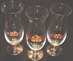 Hard Rock Set Of Three Hurricane Glasses Chicago – New Orleans – San Diego