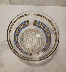 VTG Culver Mid Century Empress Ice Bucket Blue and Green 22k Gold