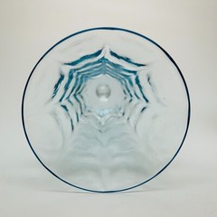 Vtg FOSTORIA GLASS «WAVECREST BLUE» CRYSTAL ICED TEA STEM 6-1/8″ Optic Wave
