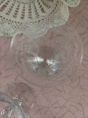 2 Pcs Fostoria Crystal CORSAGE Glass Goblet Etched Tea Goblet & Champagne Coupe