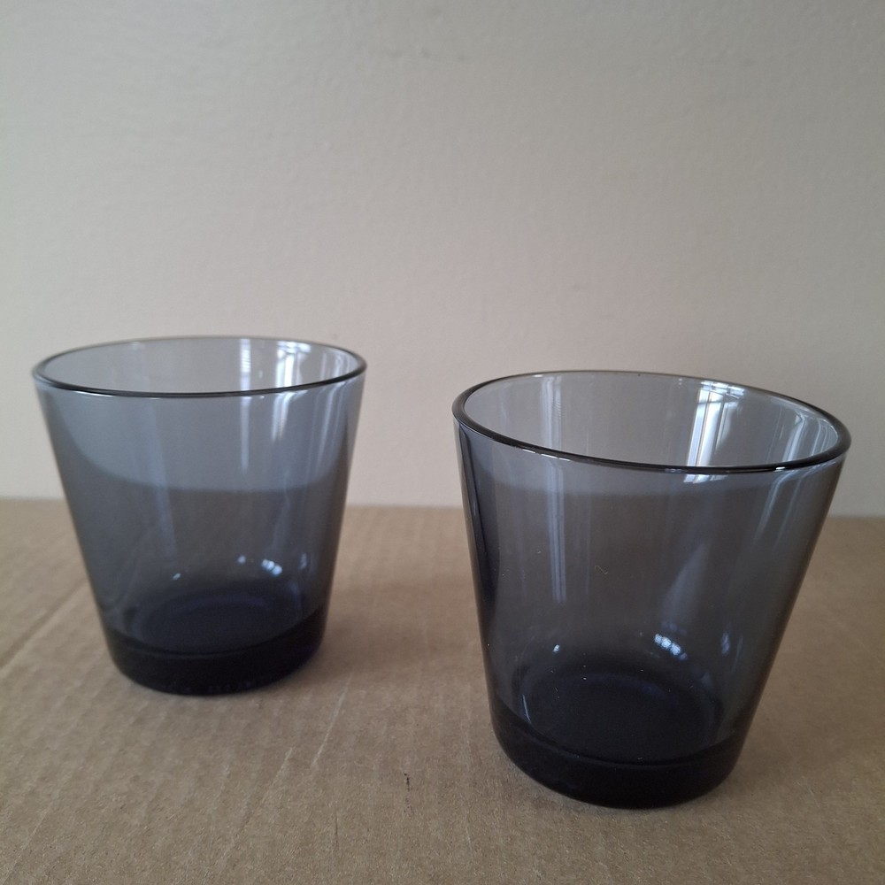 Kartio Tumbler 7 oz Kaj Franck iittala Glasses Set of 2 Dark Grey