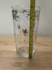 Mid-Century Style Gold and White Snowflake Highball Glass Tumbler, 6.25 Inches