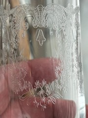 Bohemia Crystal Champagne Flutes Set of 5 Etched Czech Glass Czechoslovakia Vtg