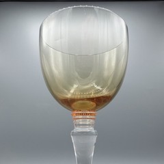 Saint Louis France Crystal Wine Glass Amber Gold Bowl Tall Stem Replacement 9in