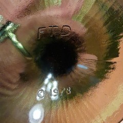FTD Green Leaf Textured Glass 1975 Goblet and 1978 Bowl
