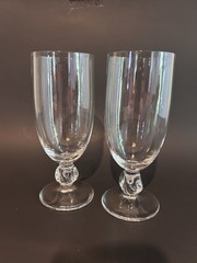 Rare set of 2 Signed Daum France Bolero Beer Glasses 6” Used