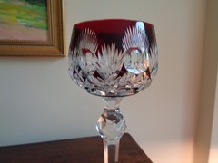 Vintage Val St. Lambert Goblet in Dark Red Chystal ON SALE 20% OFF