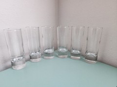 Vintage 6 Kosta Boda Pippi Shot Glasses Bubble Base Walter Hickman Sweden Lot